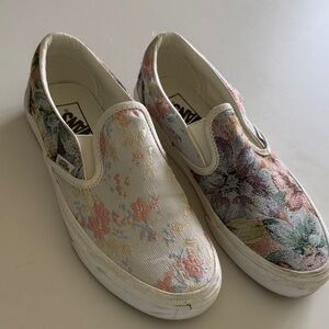 Vans Women's Floral Slip-On Sneakers - White and Multicolor